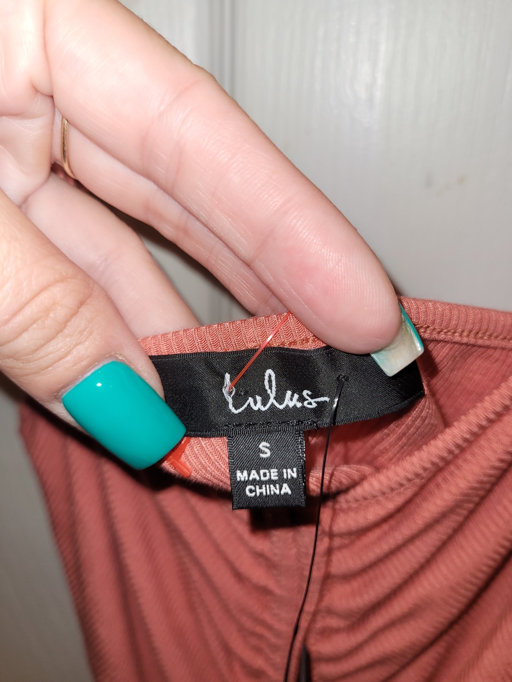 Lulu's Rusty Coral Ruched Tie-Front Ribbed Cami - Picture 4 of 4